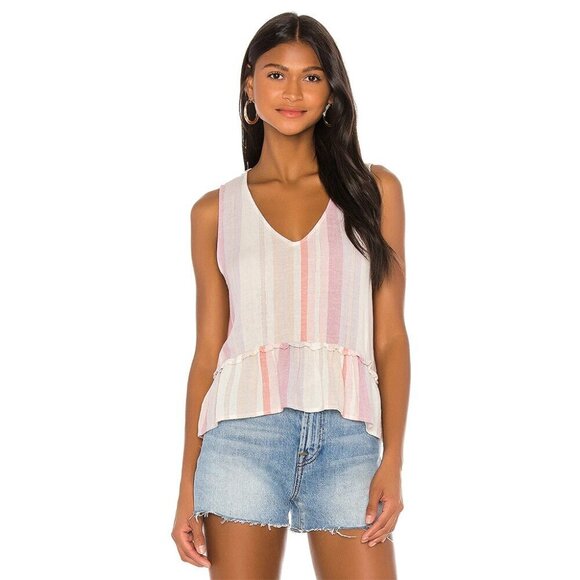 Rails Pink and Gray Peplum Tank Top - Picture 1 of 6